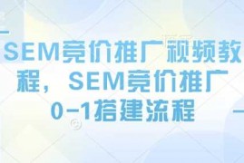 每日SEM竞价推广视频教程，SEM竞价推广0-1搭建流程01-17冒泡网