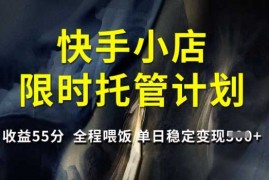 每天快手小店限时托管计划，收益55分，全程喂饭，单日稳定变现5张【揭秘】03-10冒泡网