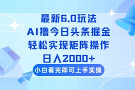 2025最新（14386期）今日头条最新6.0玩法，思路简单，复制粘贴，轻松实现矩阵日入2000+03-02中创网