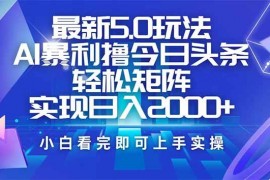 每日（14336期）今日头条最新5.0玩法，思路简单，复制粘贴，轻松实现矩阵日入2000+02-26中创网